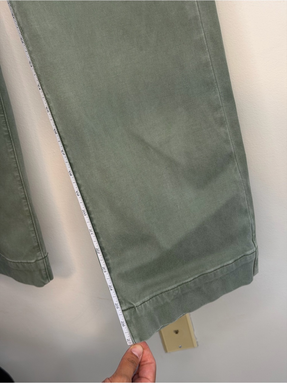 SPANX Sage Green Stretch Twill Cropped Wide Leg Pants size S Tall 27” inseam - Picture 4 of 5
